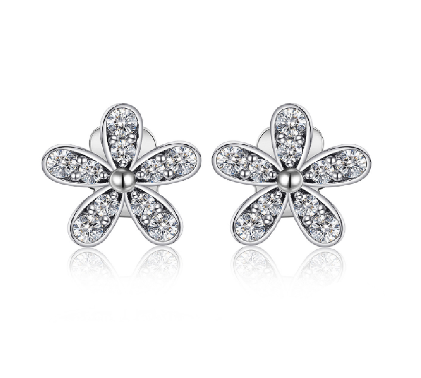 Sterling Silver Floral Studs Earrings